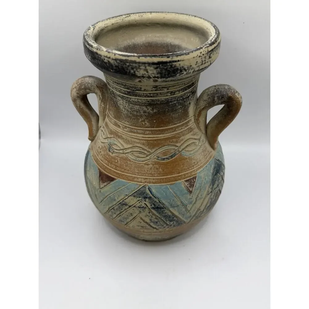 Vintage Olla Vase Hand Thrown Studio Pottery Sgraffito Southwestern